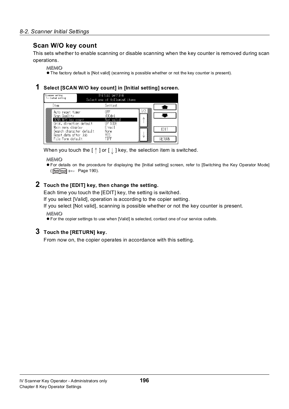 Scan w/o key count | Konica Minolta 7235 User Manual | Page 205 / 230