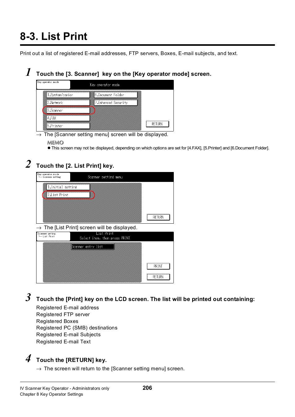 3. list print, List print, 3.list print | Konica Minolta 7235 User Manual | Page 215 / 230