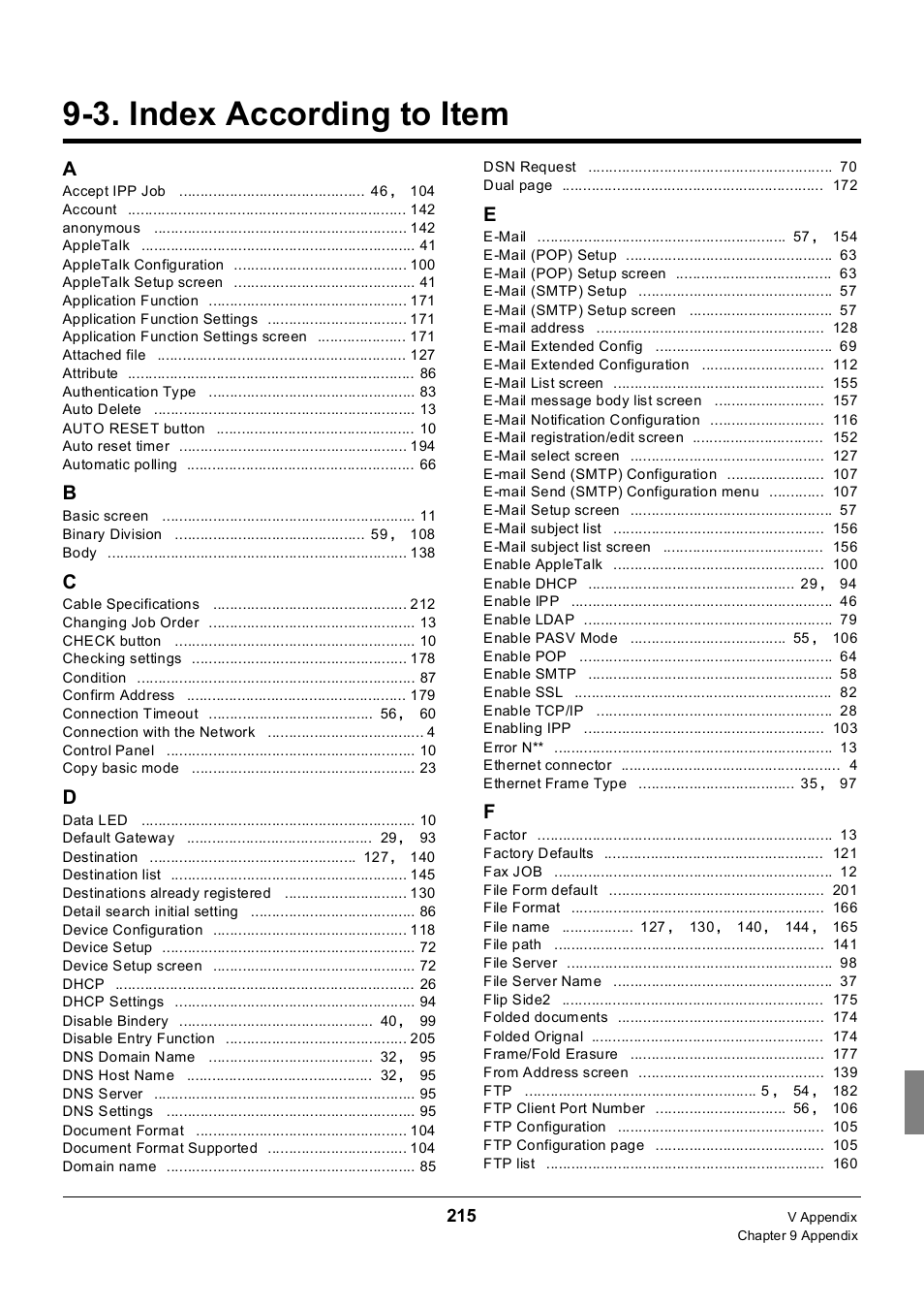 3. index according to item, Index according to item | Konica Minolta 7235 User Manual | Page 224 / 230