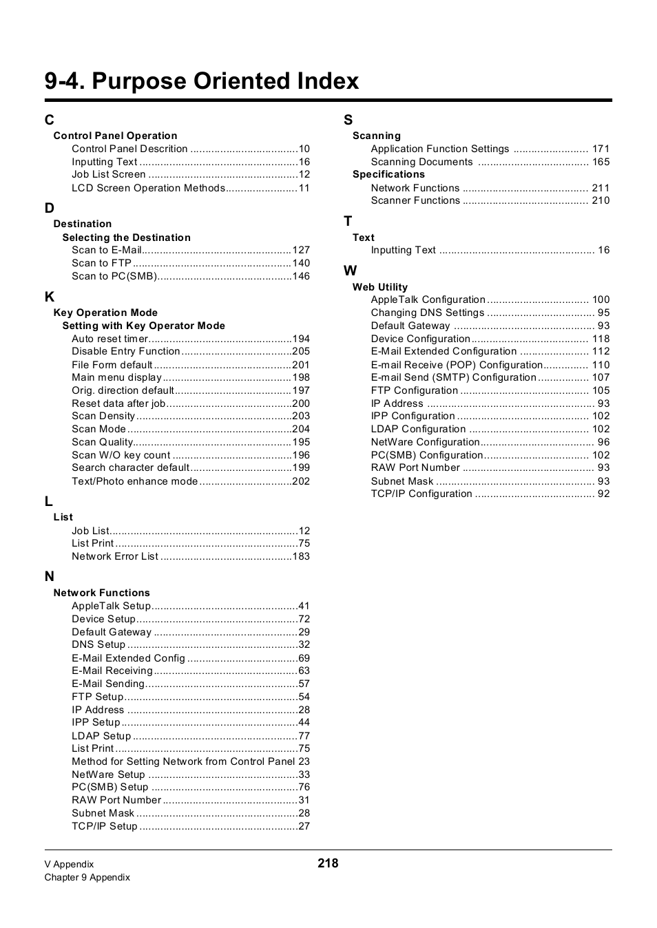 4. purpose oriented index, Purpose oriented index | Konica Minolta 7235 User Manual | Page 227 / 230