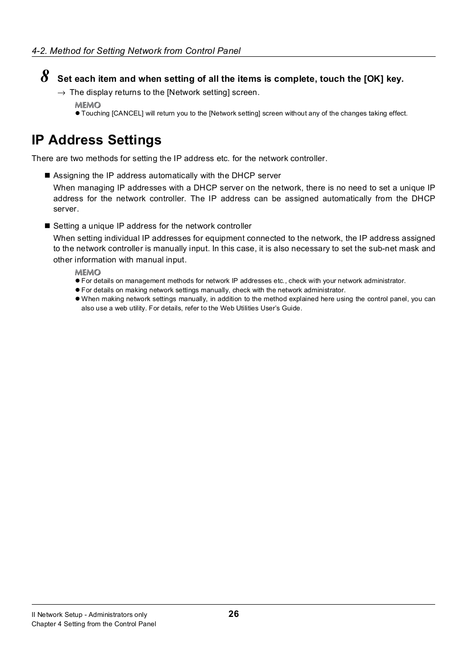 Ip address settings | Konica Minolta 7235 User Manual | Page 35 / 230