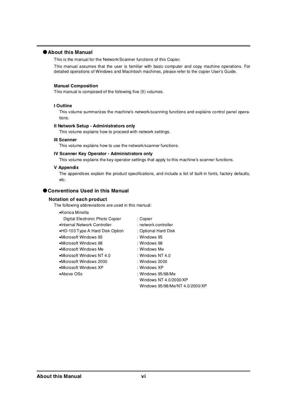 About this manual, Conventions used in this manual | Konica Minolta 7235 User Manual | Page 7 / 230