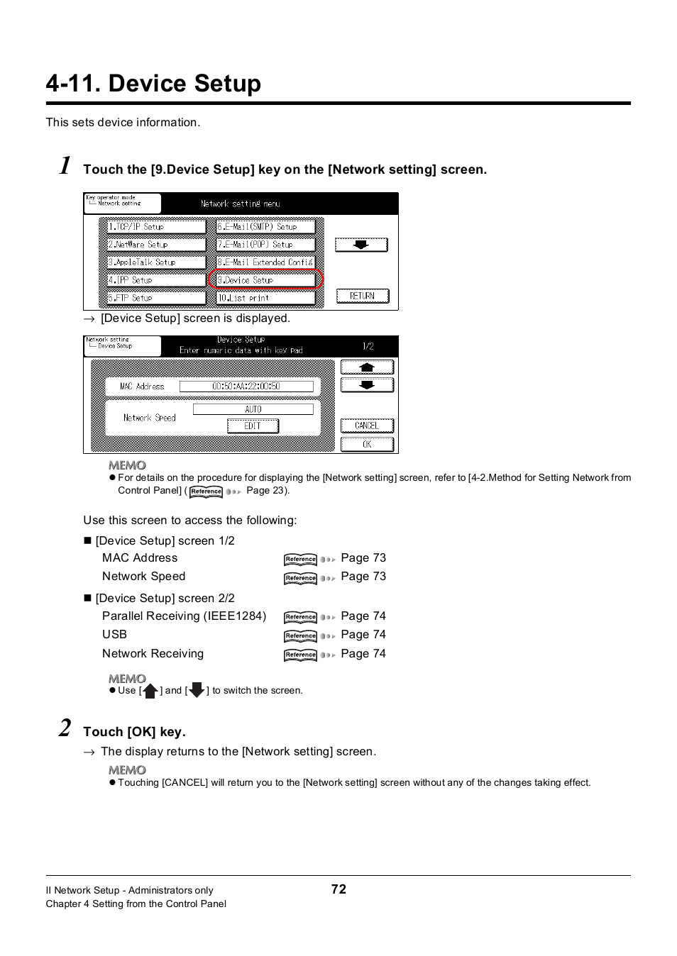 11. device setup | Konica Minolta 7235 User Manual | Page 81 / 230