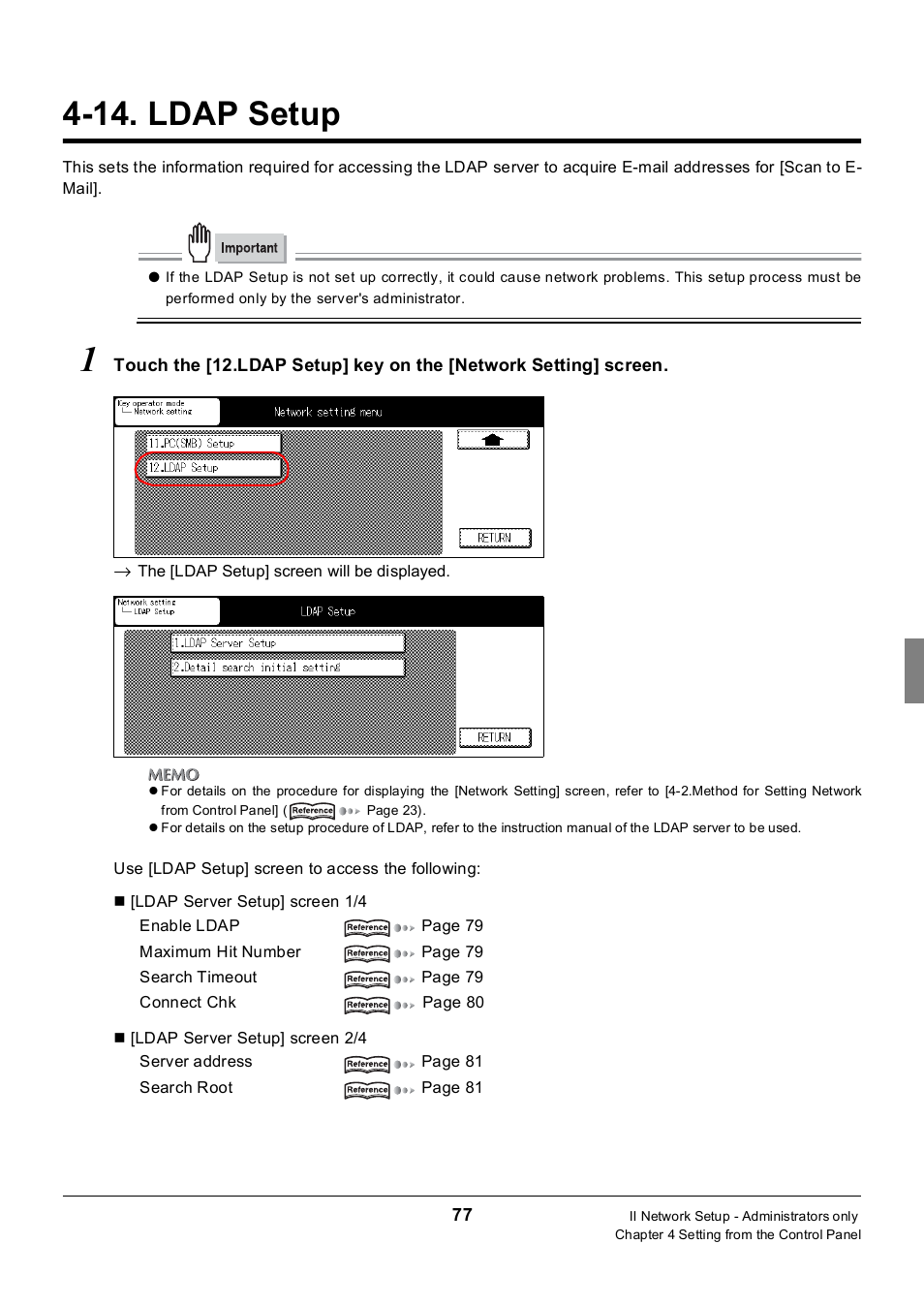 14. ldap setup | Konica Minolta 7235 User Manual | Page 86 / 230