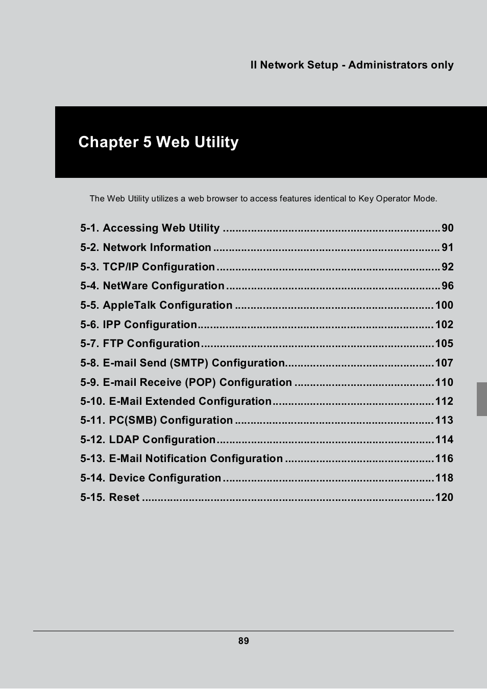 Chapter 5 web utility | Konica Minolta 7235 User Manual | Page 98 / 230