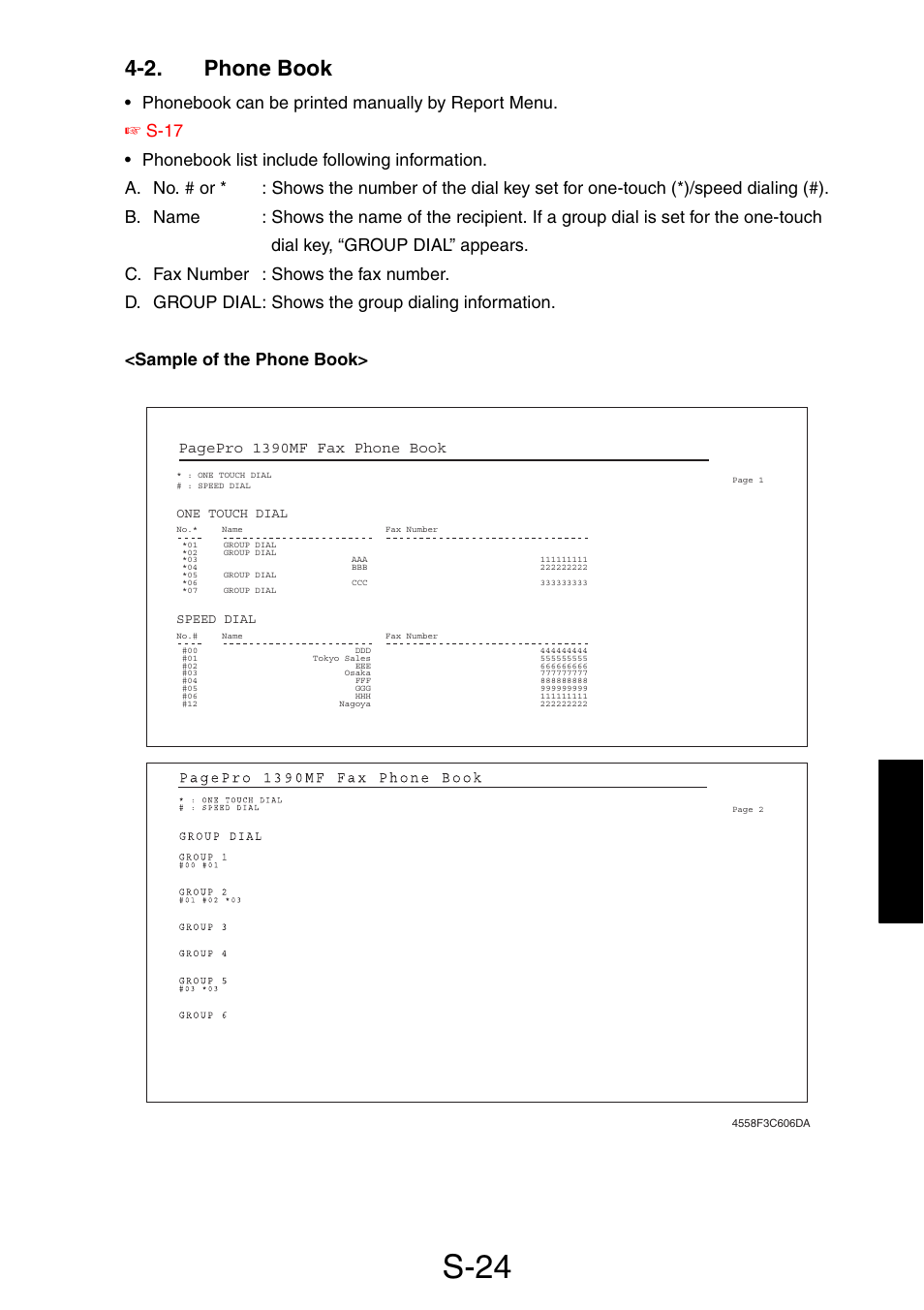 2. phone book, S-24 | Konica Minolta PagePro 1390 MF User Manual | Page 100 / 178