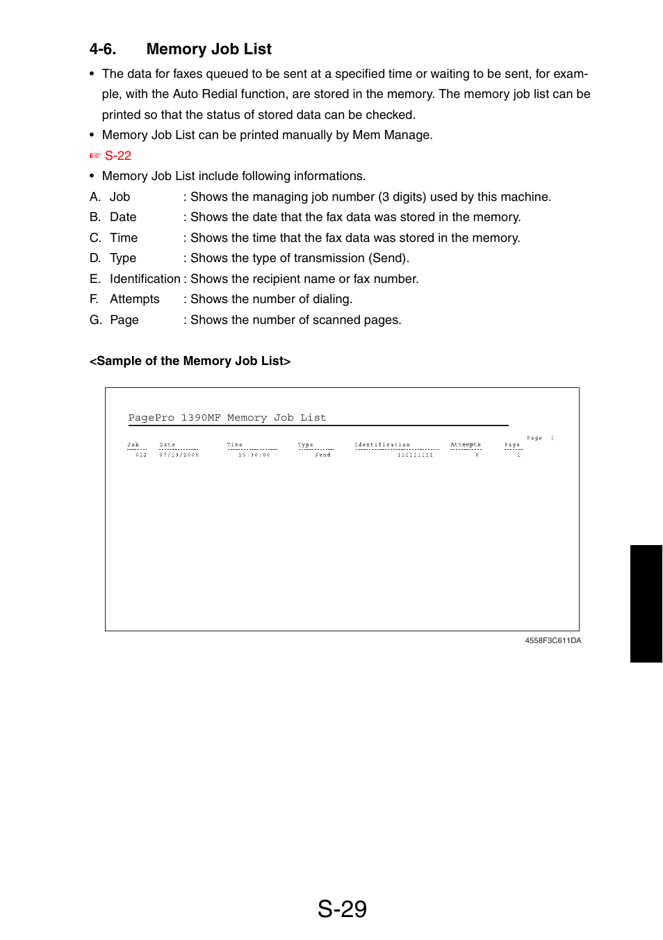 6. memory job list, S-29 | Konica Minolta PagePro 1390 MF User Manual | Page 105 / 178