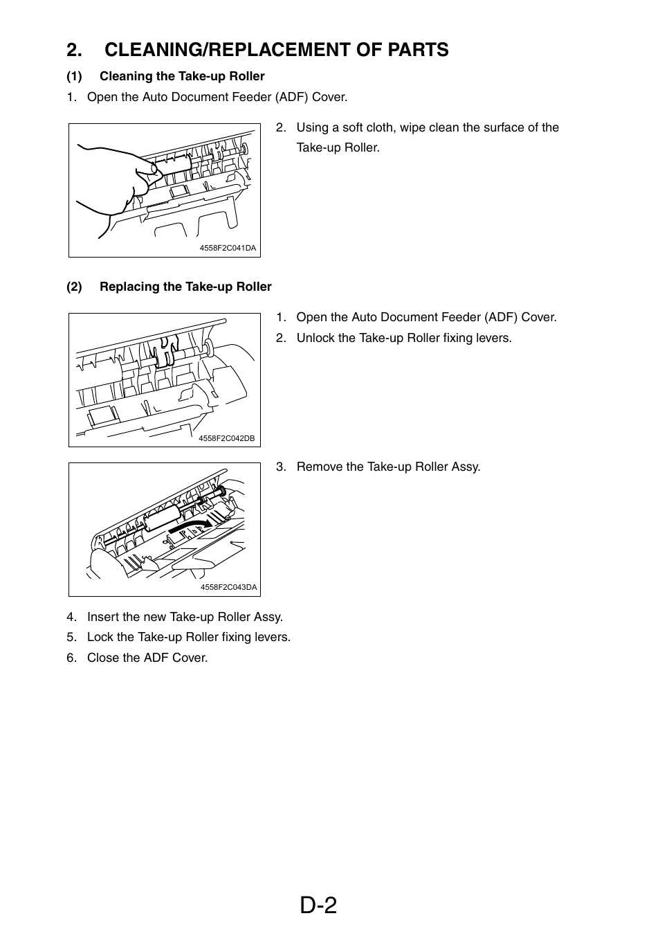 Cleaning/replacement of parts, 1) cleaning the take-up roller, 2) replacing the take-up roller | Konica Minolta PagePro 1390 MF User Manual | Page 161 / 178