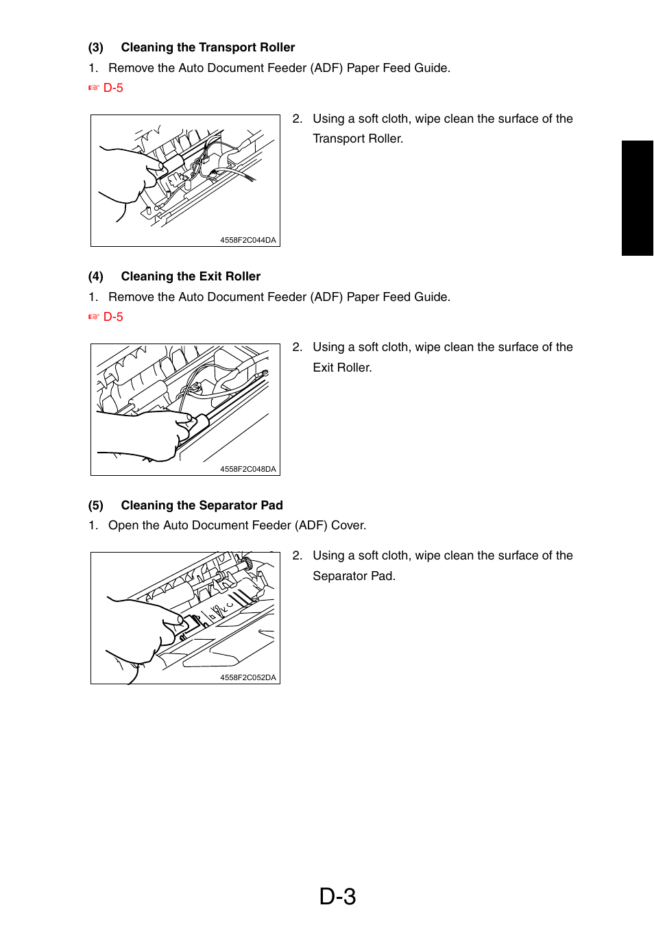 3) cleaning the transport roller, 4) cleaning the exit roller, 5) cleaning the separator pad | Konica Minolta PagePro 1390 MF User Manual | Page 162 / 178