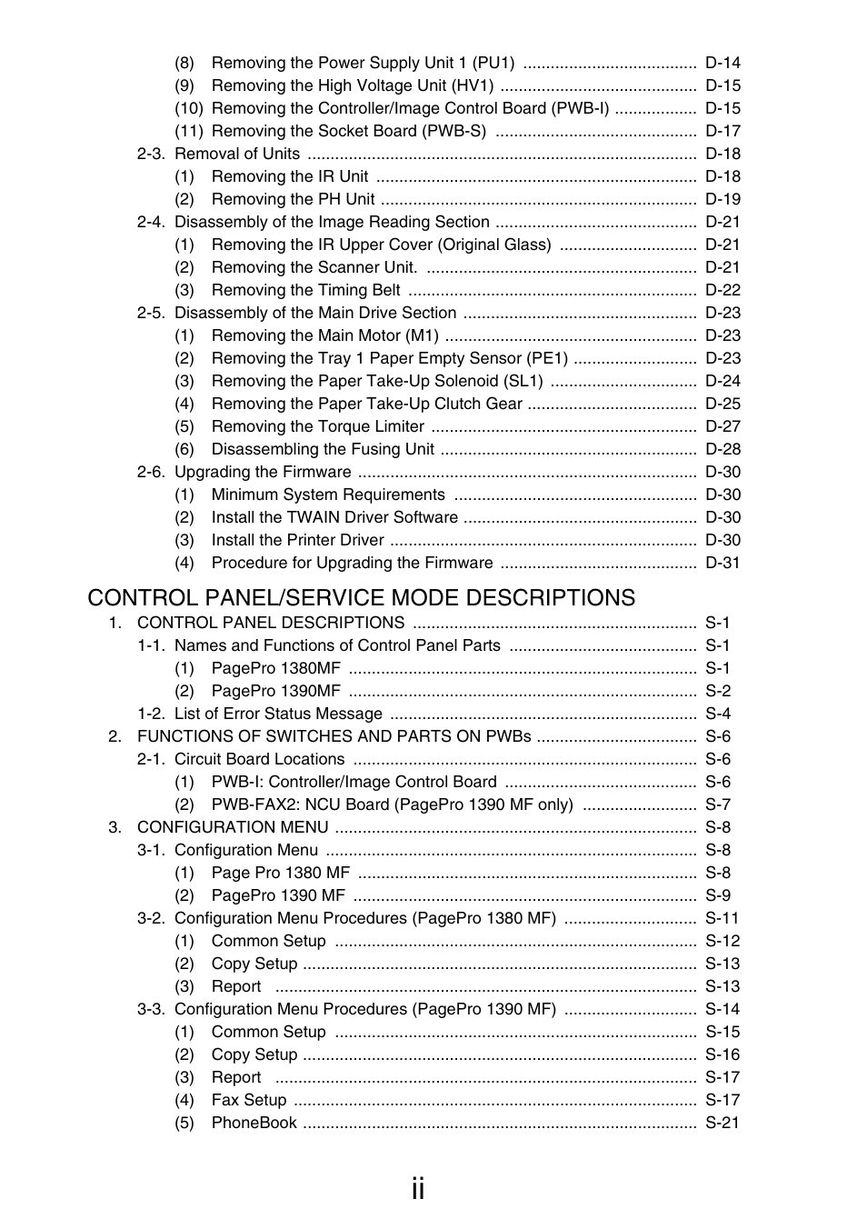 Control panel/service mode descriptions | Konica Minolta PagePro 1390 MF User Manual | Page 24 / 178