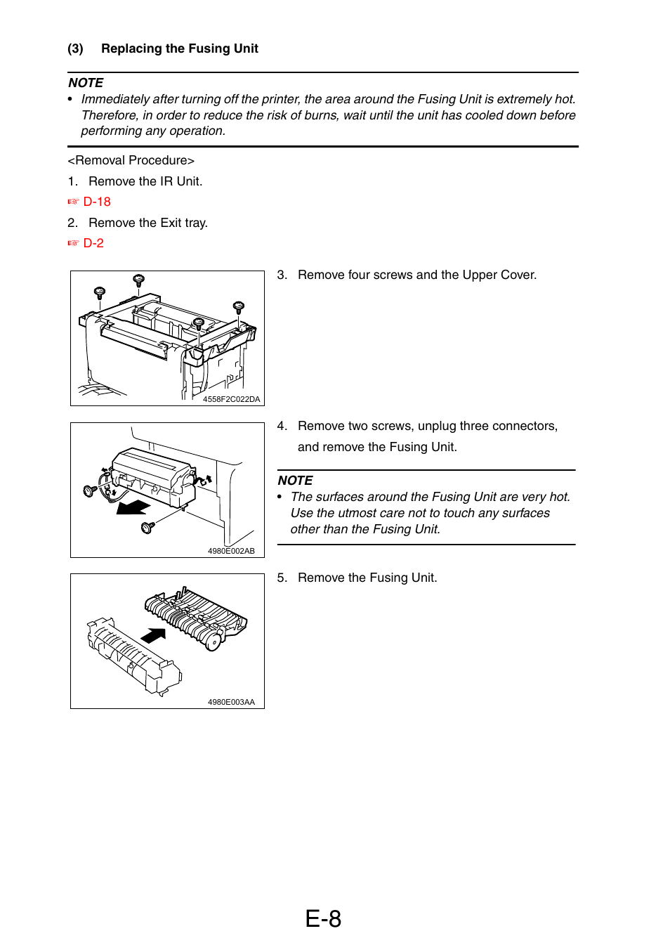 3) replacing the fusing unit | Konica Minolta PagePro 1390 MF User Manual | Page 40 / 178