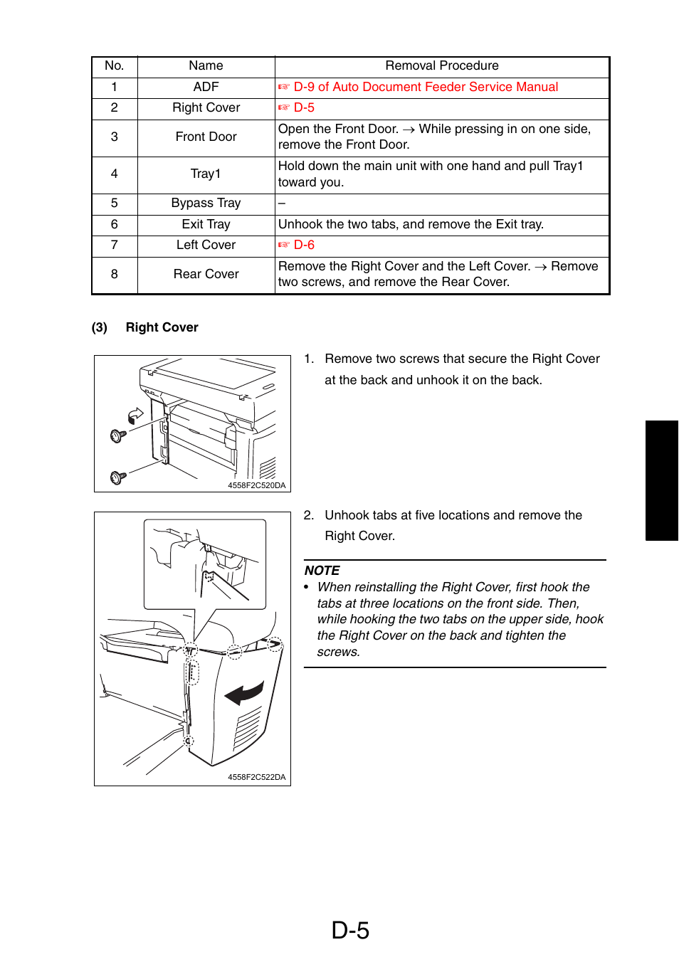 3) right cover | Konica Minolta PagePro 1390 MF User Manual | Page 47 / 178