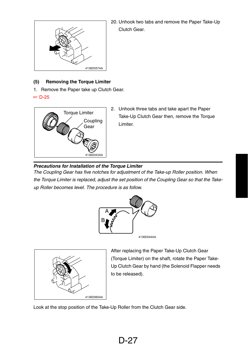 5) removing the torque limiter, D-27 | Konica Minolta PagePro 1390 MF User Manual | Page 69 / 178