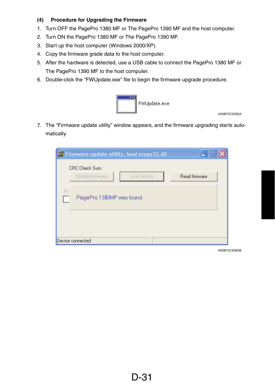 4) procedure for upgrading the firmware, D-31 | Konica Minolta PagePro 1390 MF User Manual | Page 73 / 178