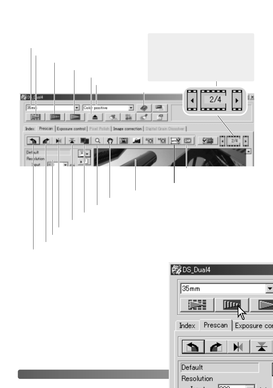 Main window and prescan tab, Making a prescan | Konica Minolta IV User Manual | Page 32 / 100