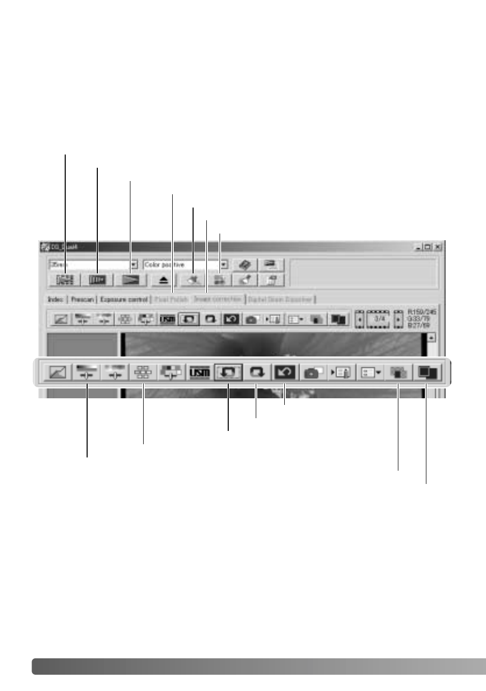 Basic image processing, Main window and image-correction tab | Konica Minolta IV User Manual | Page 36 / 100