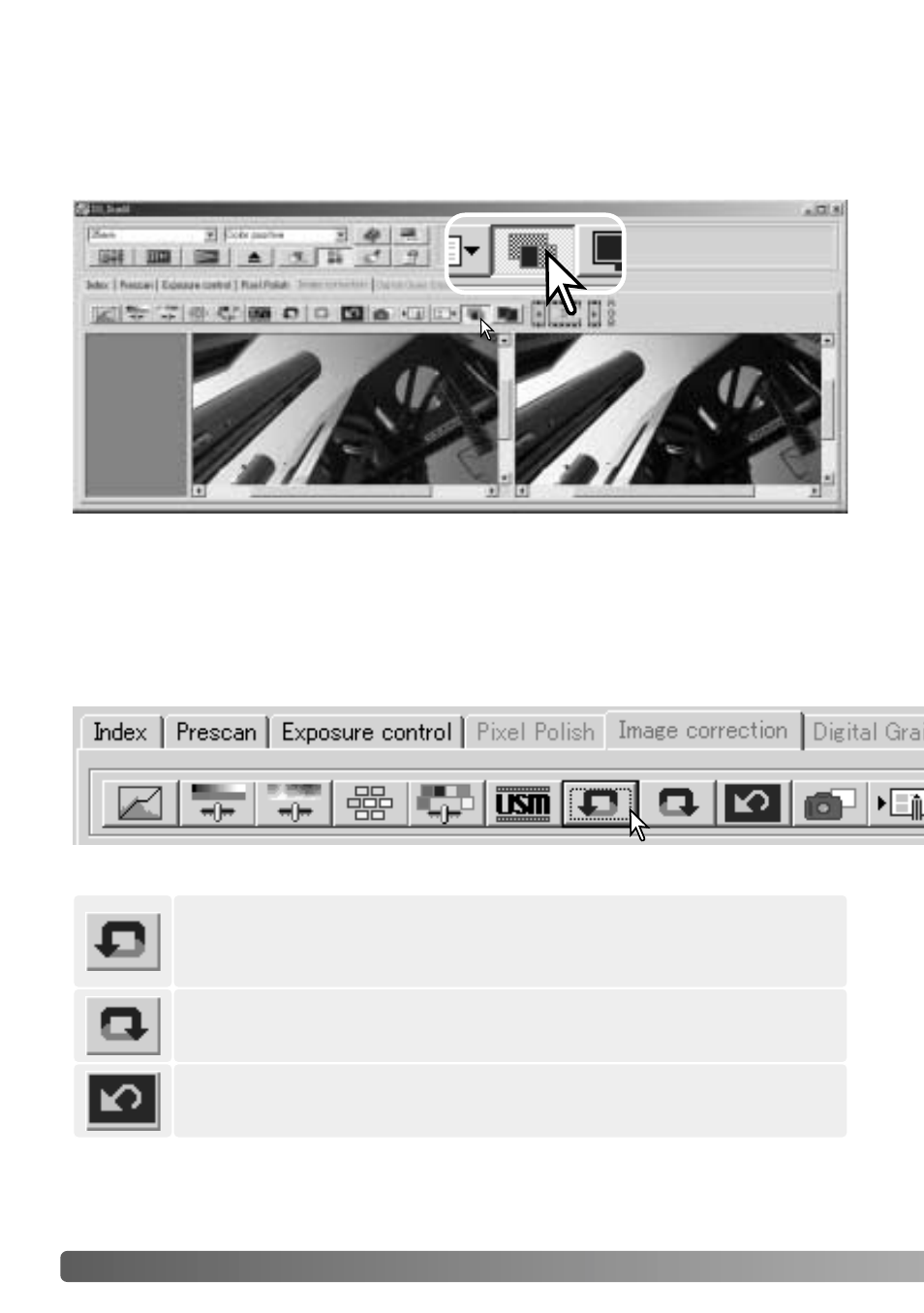 Comparing pre and post-correction images, Undoing and redoing image corrections | Konica Minolta IV User Manual | Page 42 / 100