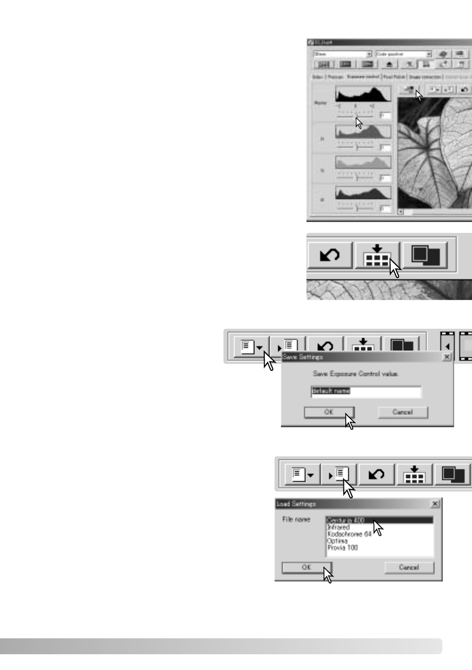 Saving exposure settings loading exposure settings | Konica Minolta IV User Manual | Page 47 / 100