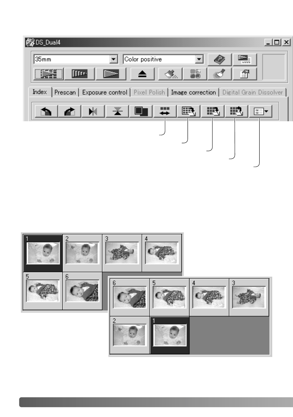 More index scan functions, Reverse frame order | Konica Minolta IV User Manual | Page 48 / 100