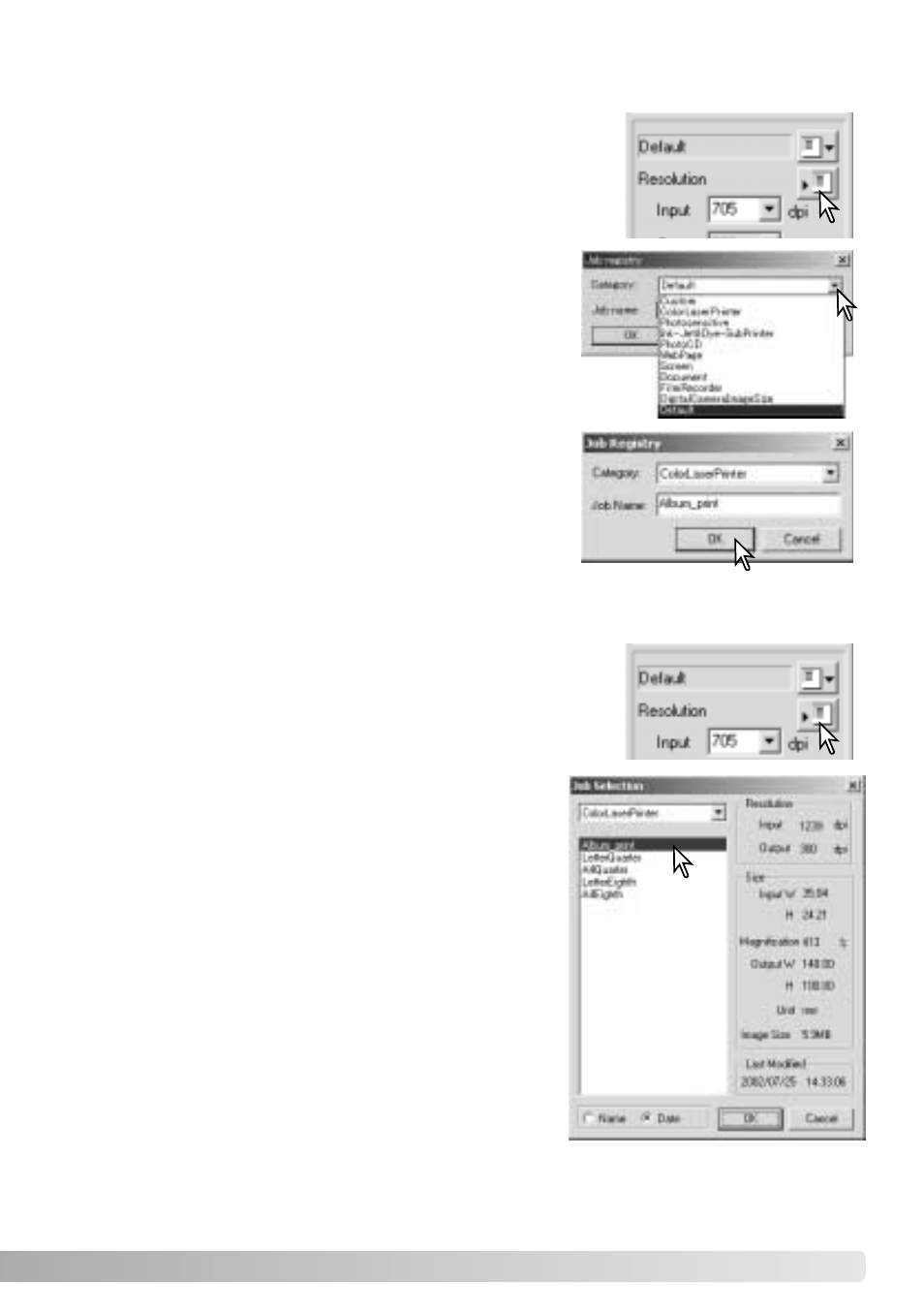 Saving scan settings as a job deleting a job | Konica Minolta IV User Manual | Page 57 / 100