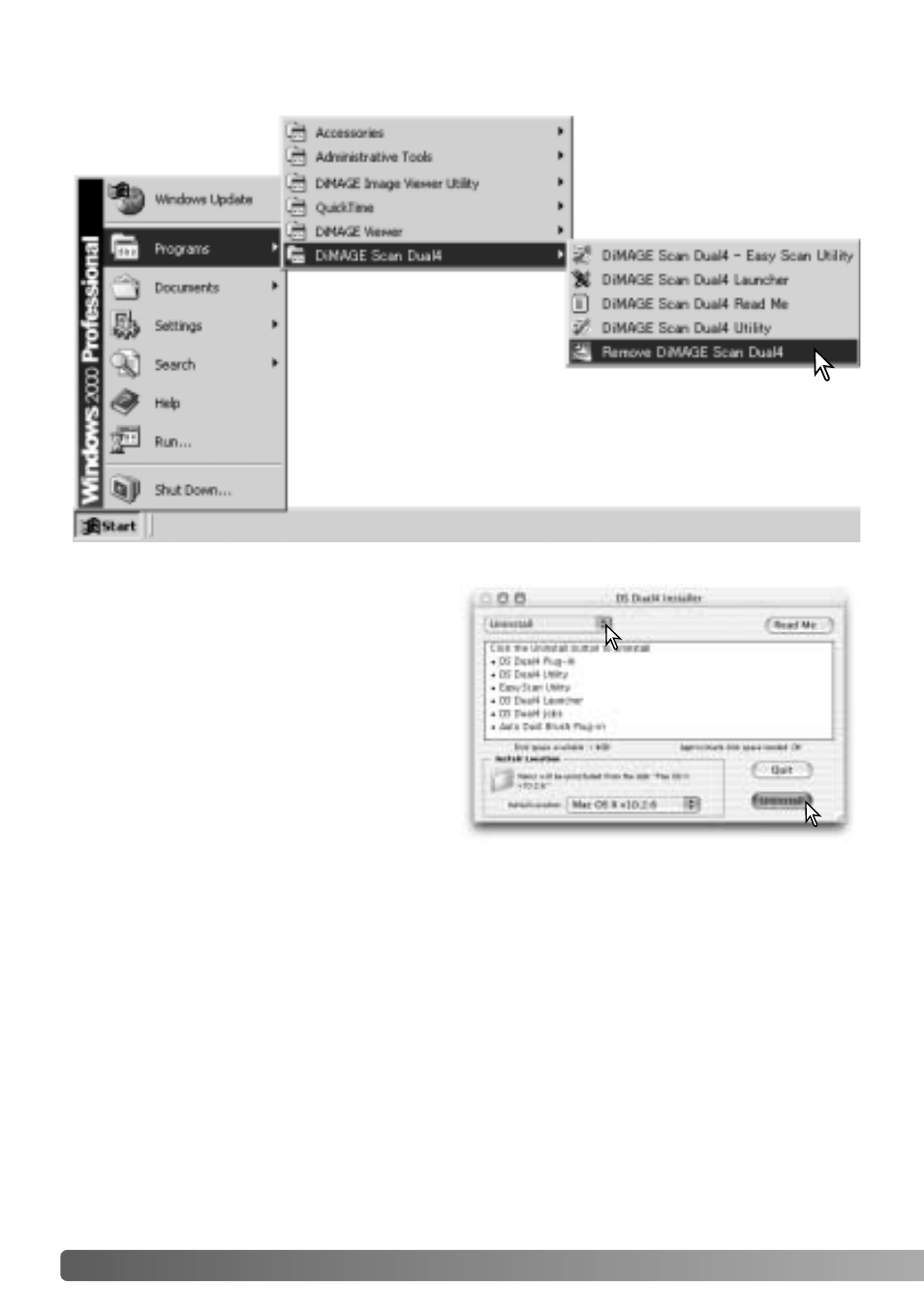 Uninstalling the dimage scan software | Konica Minolta IV User Manual | Page 90 / 100