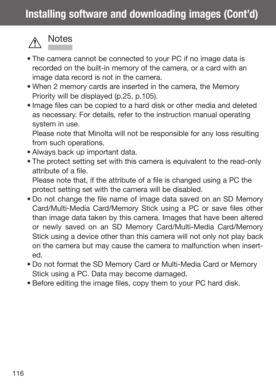 Konica Minolta DiMAGE G500 User Manual | Page 116 / 126