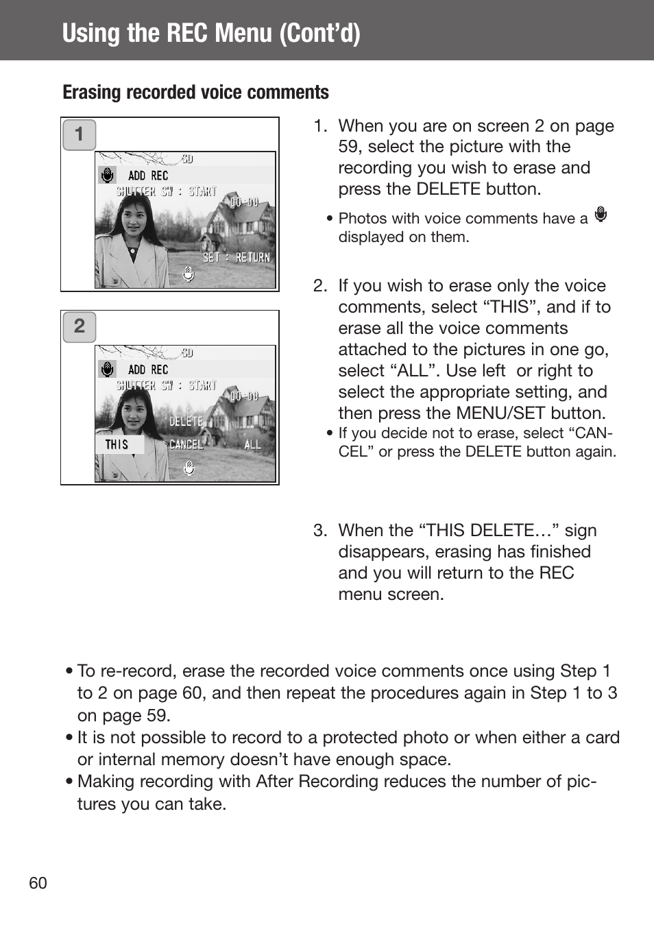 Using the rec menu (cont’d) | Konica Minolta DiMAGE G500 User Manual | Page 60 / 126