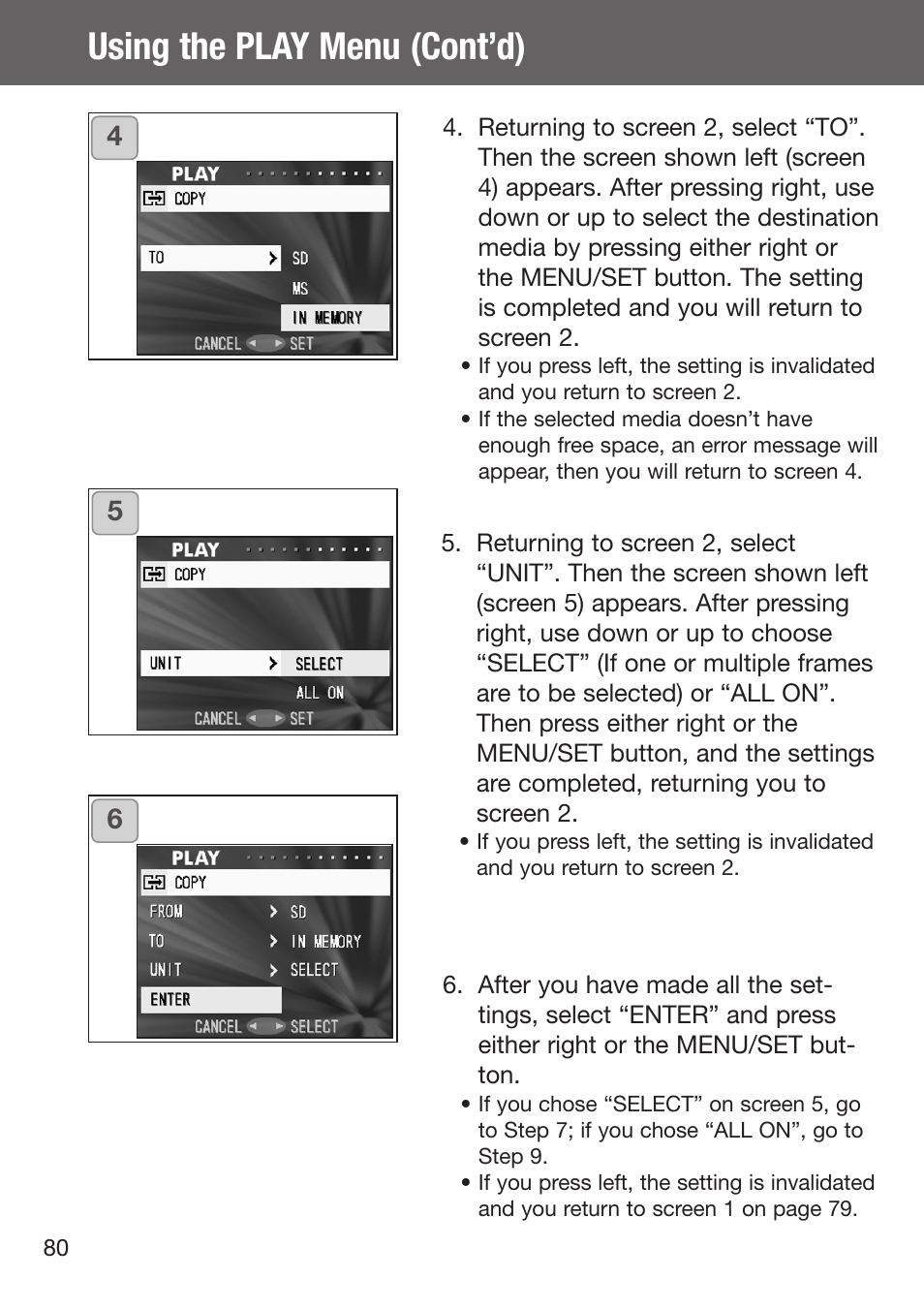 Using the play menu (cont’d) | Konica Minolta DiMAGE G500 User Manual | Page 80 / 126