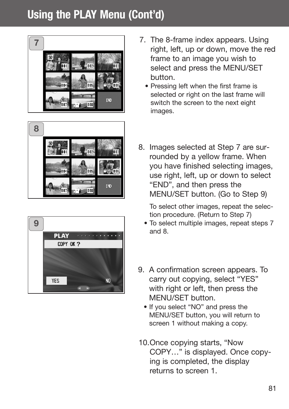 Using the play menu (cont’d) | Konica Minolta DiMAGE G500 User Manual | Page 81 / 126