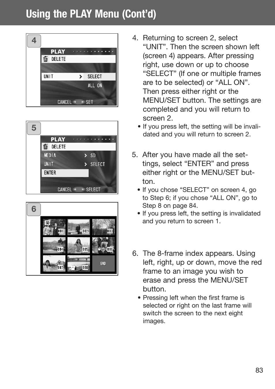 Using the play menu (cont’d) | Konica Minolta DiMAGE G500 User Manual | Page 83 / 126
