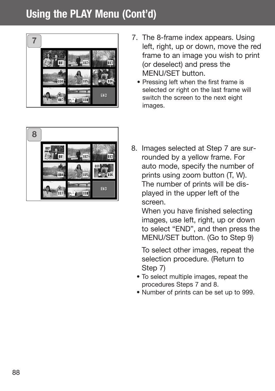 Using the play menu (cont’d) | Konica Minolta DiMAGE G500 User Manual | Page 88 / 126