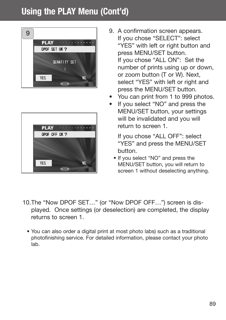 Using the play menu (cont’d) | Konica Minolta DiMAGE G500 User Manual | Page 89 / 126