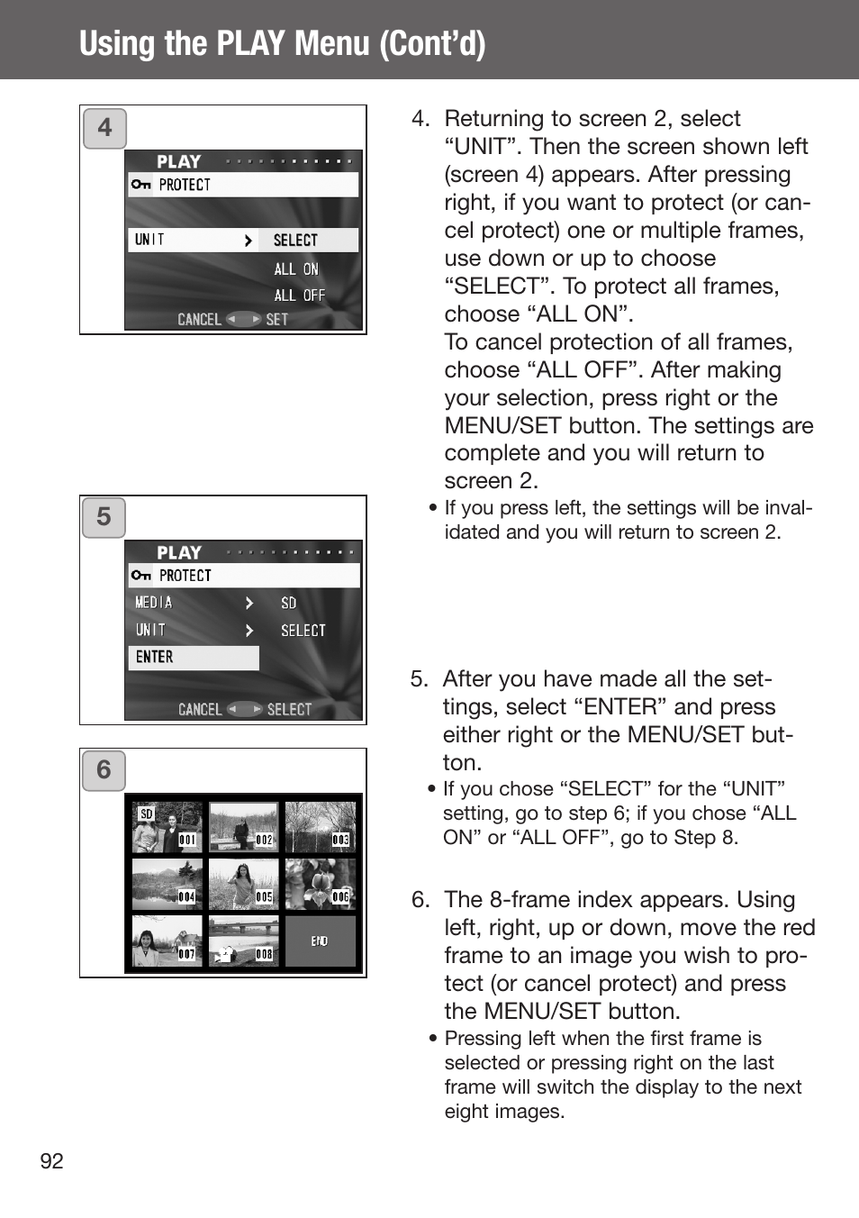 Using the play menu (cont’d) | Konica Minolta DiMAGE G500 User Manual | Page 92 / 126