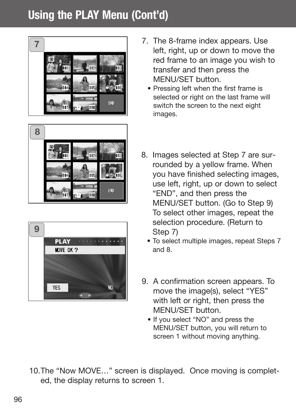 Using the play menu (cont’d) | Konica Minolta DiMAGE G500 User Manual | Page 96 / 126