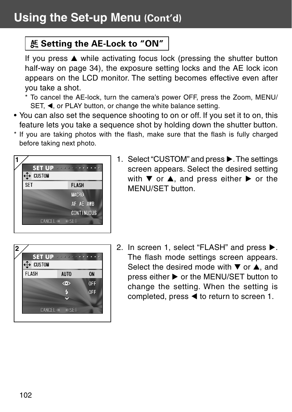 Using the set-up menu, Cont’d) | Konica Minolta Digital Revio KD-500Z User Manual | Page 102 / 125