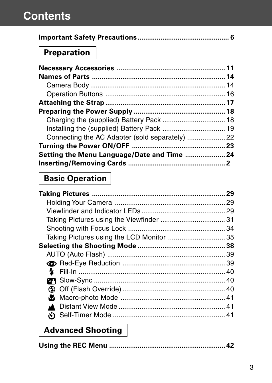 Konica Minolta Digital Revio KD-500Z User Manual | Page 3 / 125