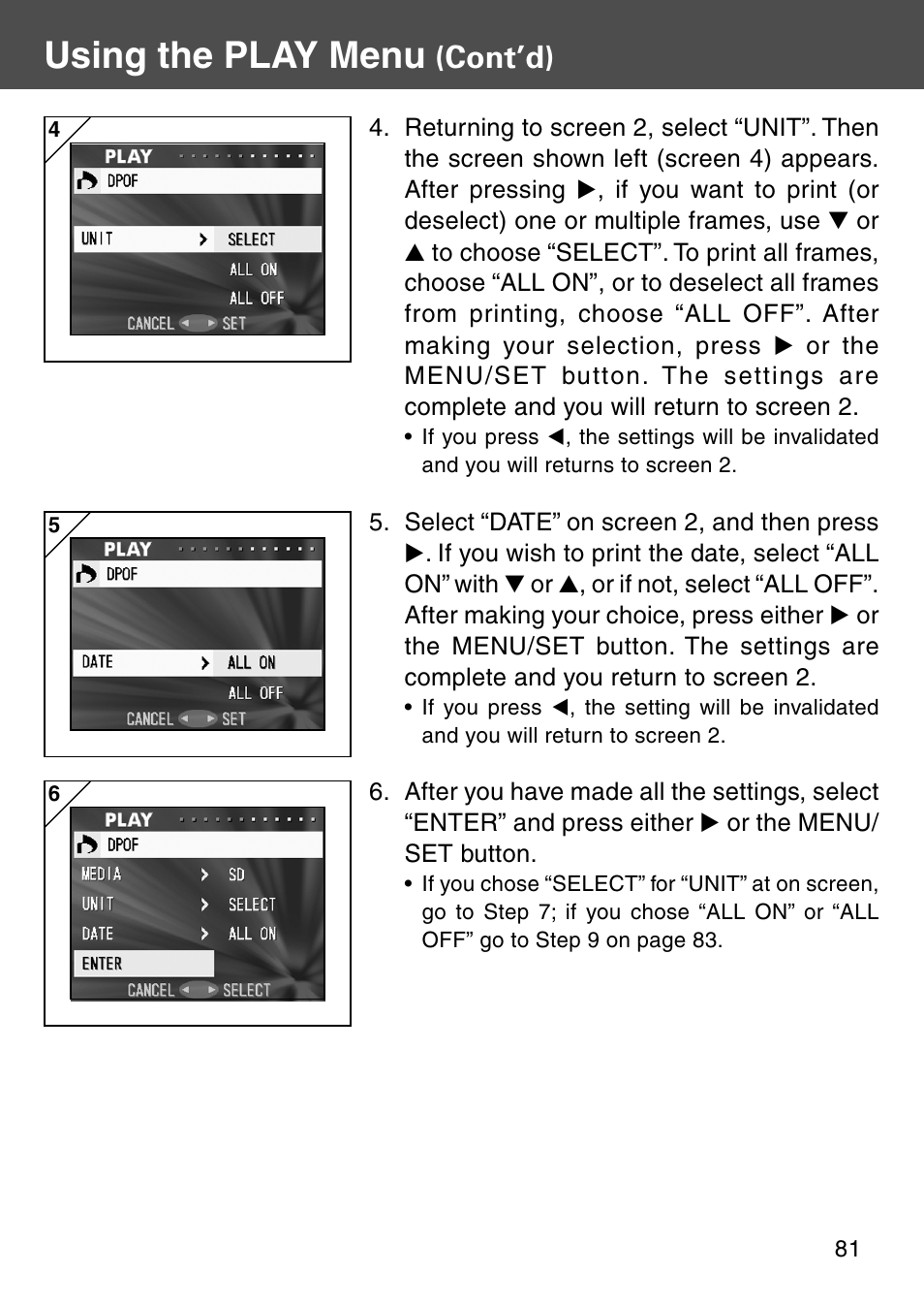 Using the play menu, Cont’d) | Konica Minolta Digital Revio KD-500Z User Manual | Page 81 / 125