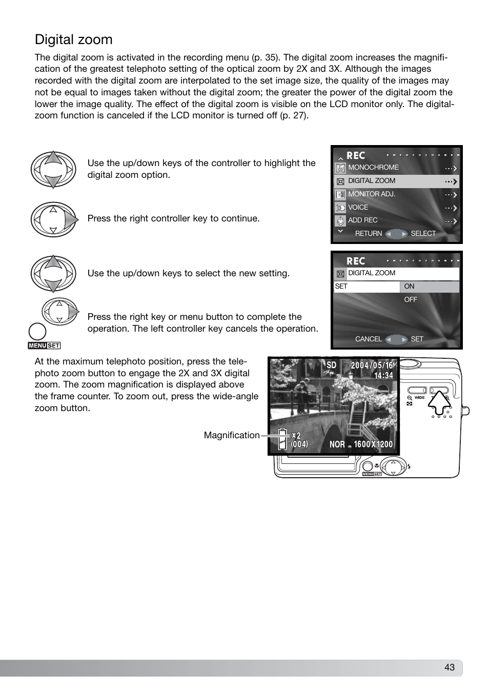 Digital zoom | Konica Minolta G600 User Manual | Page 43 / 104