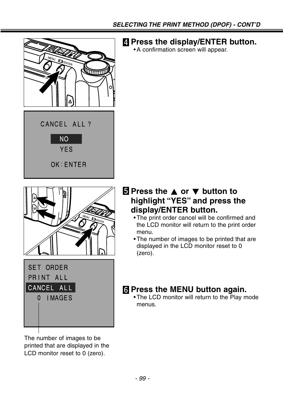 Press the display/enter button, Press the menu button again | Konica Minolta pmn User Manual | Page 100 / 131