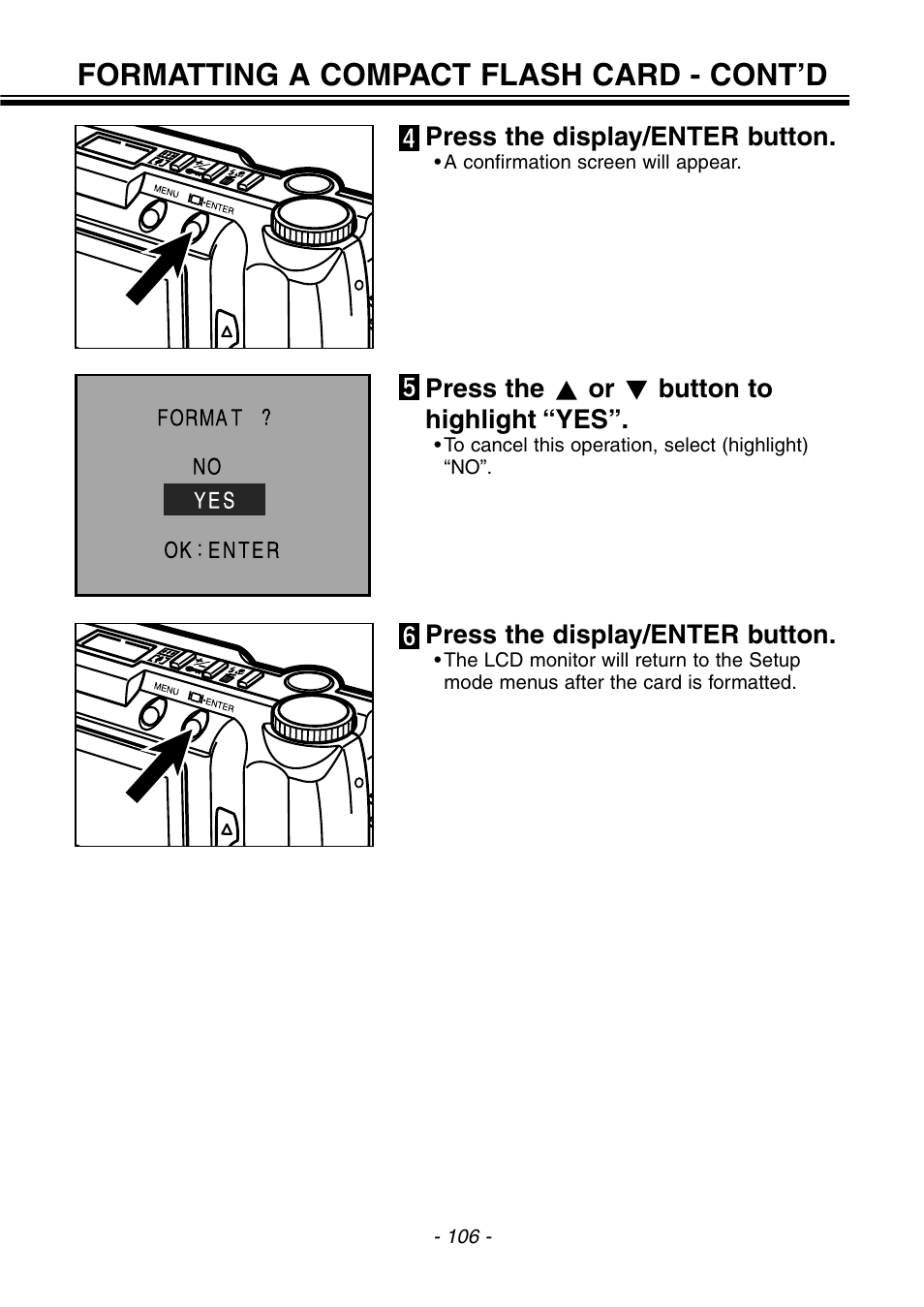 Formatting a compact flash card - cont’d | Konica Minolta pmn User Manual | Page 107 / 131