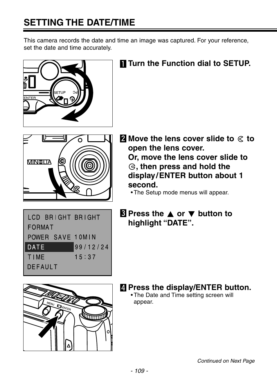 Setting the date/time | Konica Minolta pmn User Manual | Page 110 / 131
