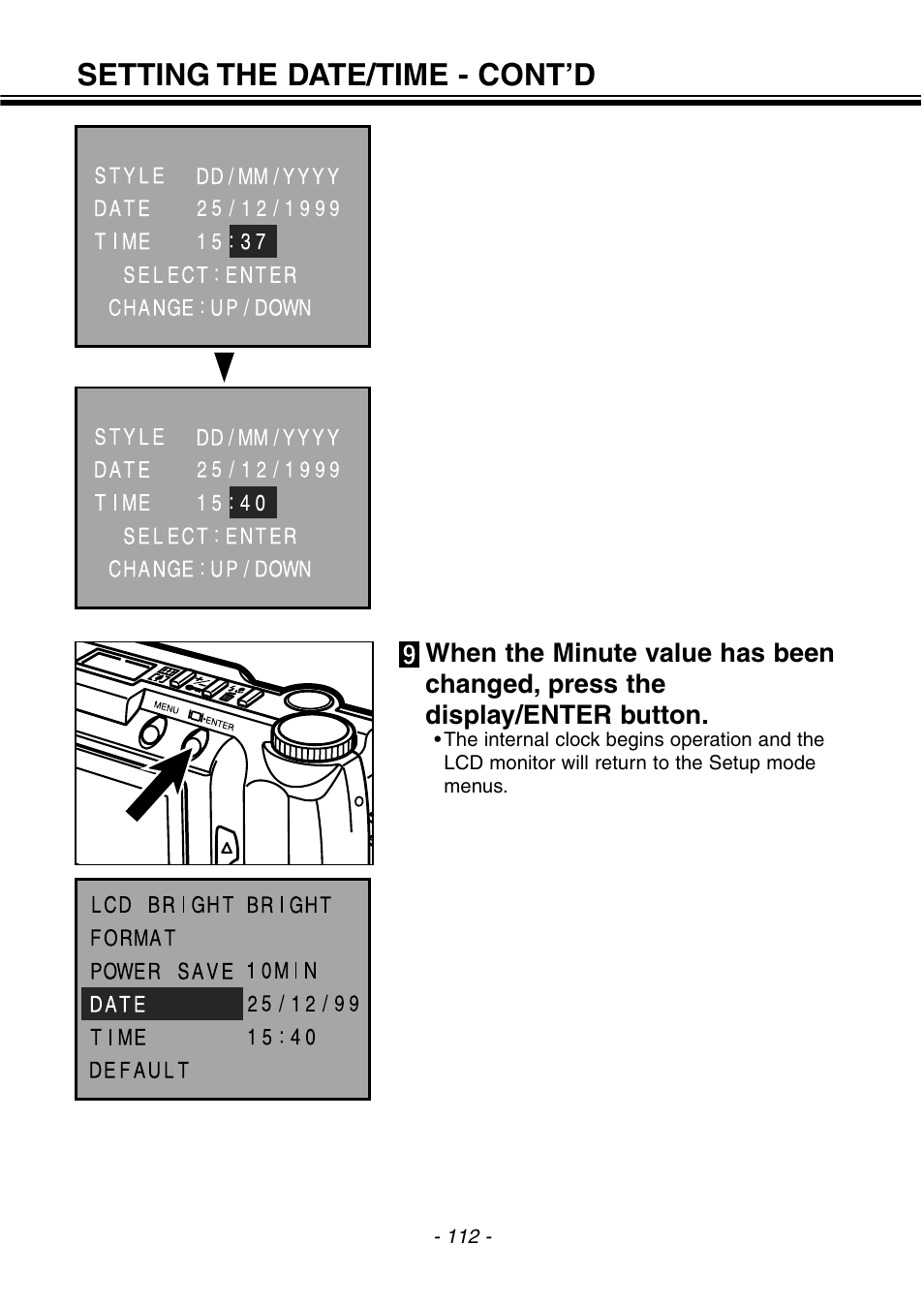 Setting the date/time - cont’d | Konica Minolta pmn User Manual | Page 113 / 131