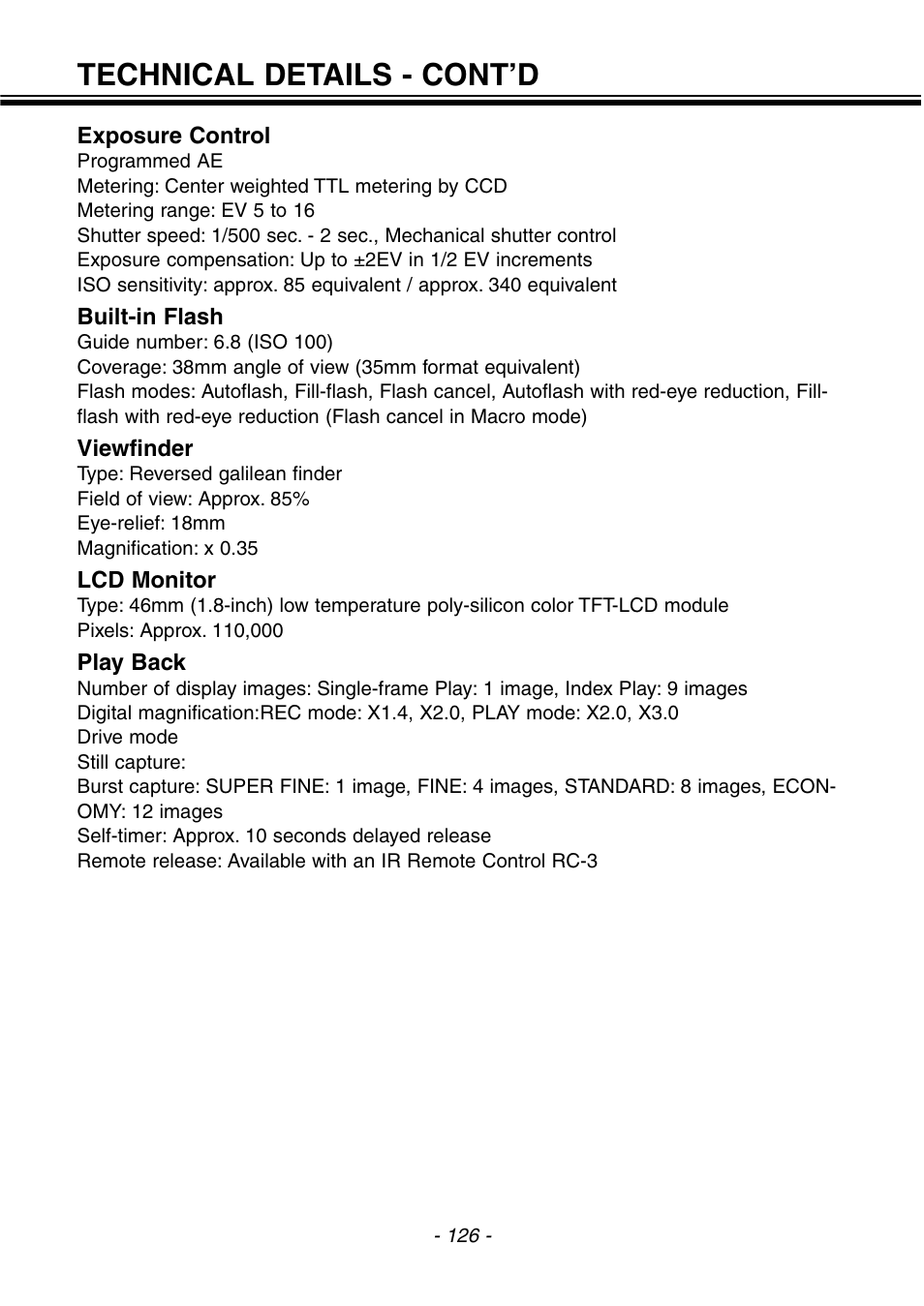 Technical details - cont’d | Konica Minolta pmn User Manual | Page 127 / 131
