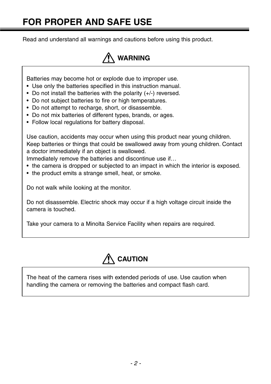 For proper and safe use | Konica Minolta pmn User Manual | Page 3 / 131