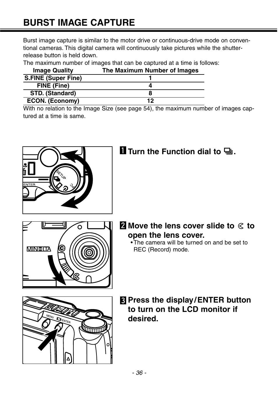 Burst image capture | Konica Minolta pmn User Manual | Page 37 / 131