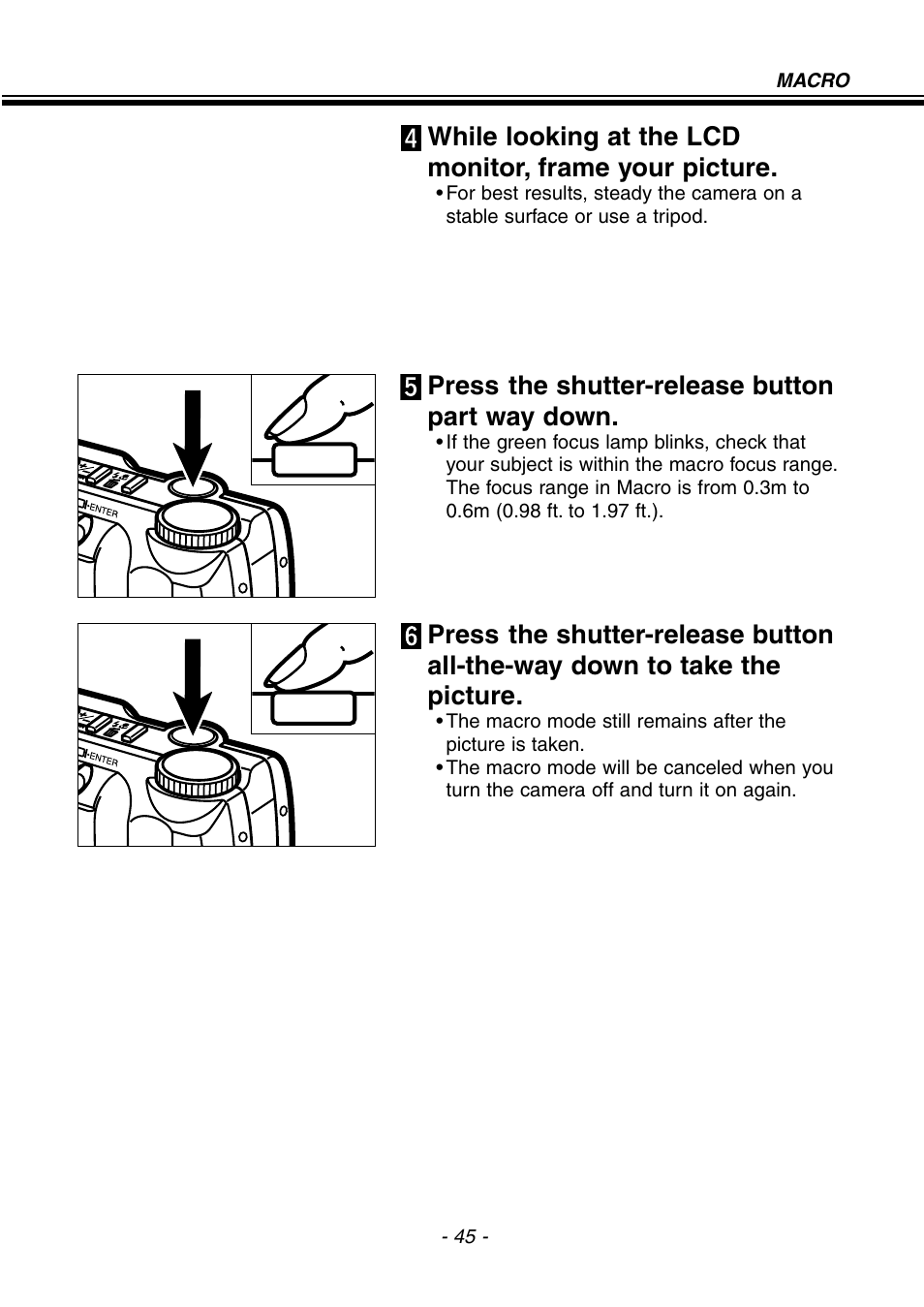 Press the shutter-release button part way down | Konica Minolta pmn User Manual | Page 46 / 131