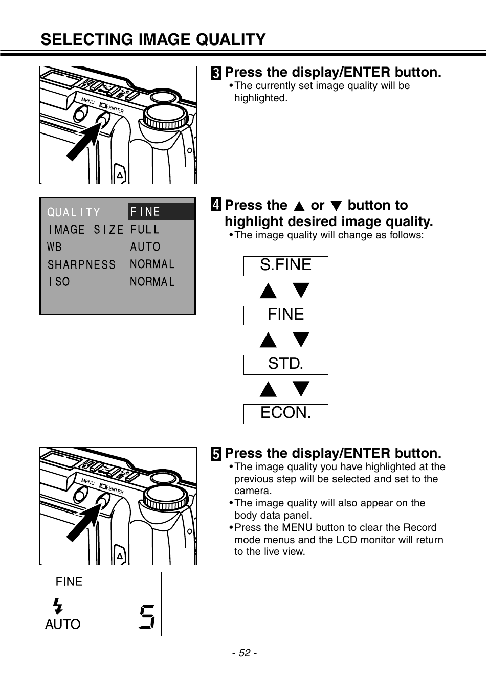 Selecting image quality, S.fine fine std. econ | Konica Minolta pmn User Manual | Page 53 / 131