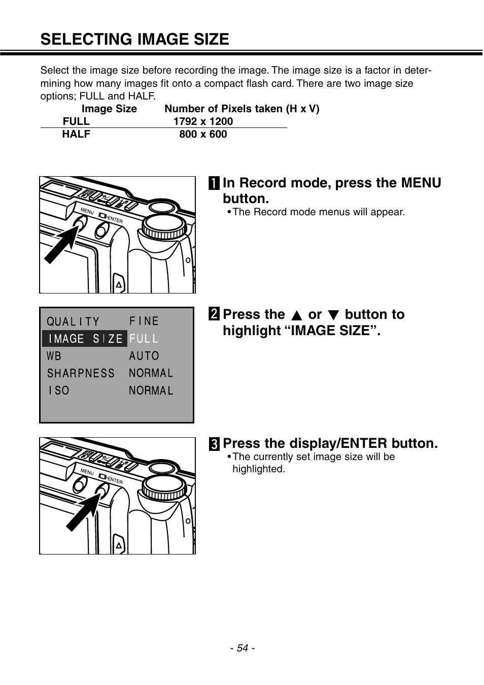 Selecting image size | Konica Minolta pmn User Manual | Page 55 / 131