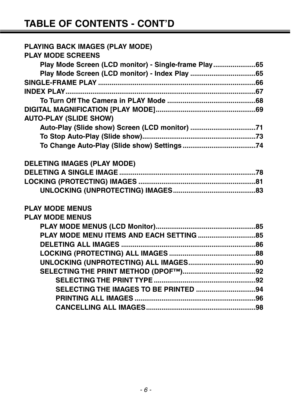 Table of contents - cont’d | Konica Minolta pmn User Manual | Page 7 / 131