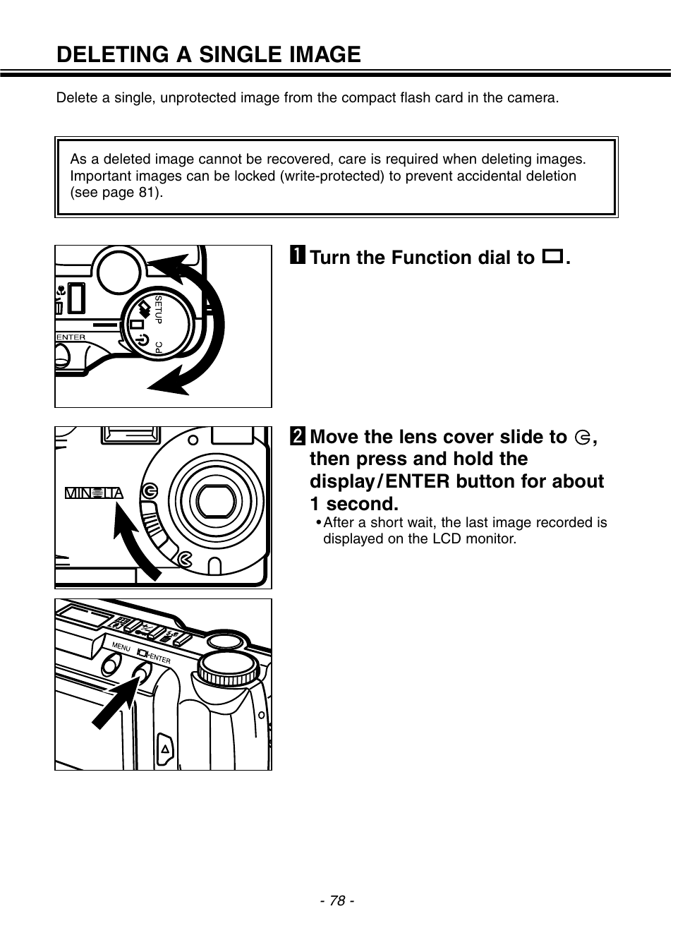 Deleting a single image | Konica Minolta pmn User Manual | Page 79 / 131